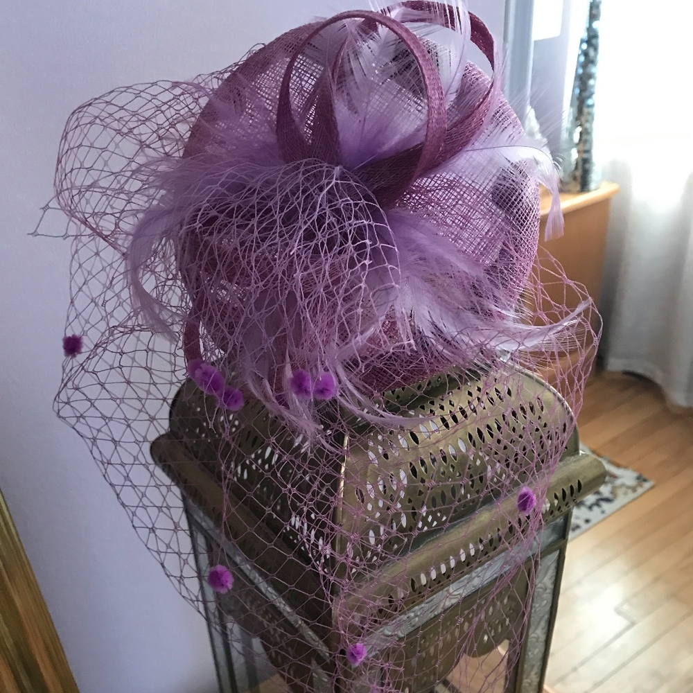 Lavender Fascinator Hat with Mesh face net